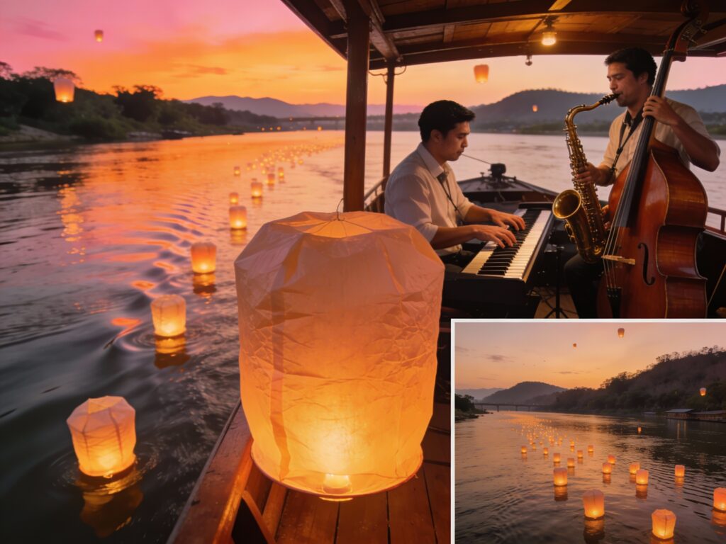 **Sunset Serenade on the River Kwai: Floating Lanterns and Live Jazz in Kanchanaburi**