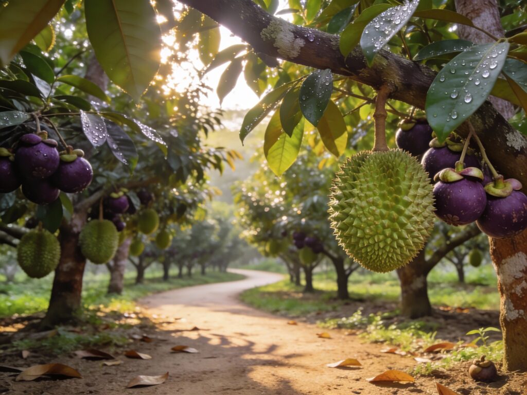 **Rayong’s Orchard Breeze: Mid-Morning Stroll Among Durian and Mangosteen Groves**