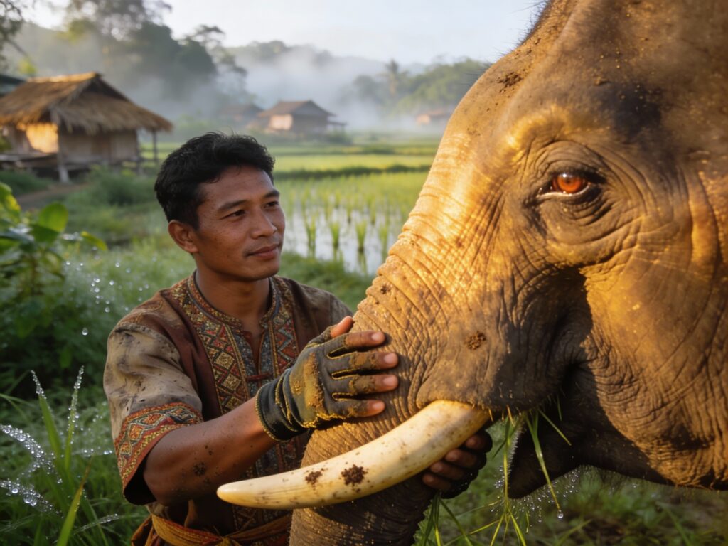 **Surin’s Timeless Tracks: Mahout Wisdom & Elephant Bonds in Morning Village Life**