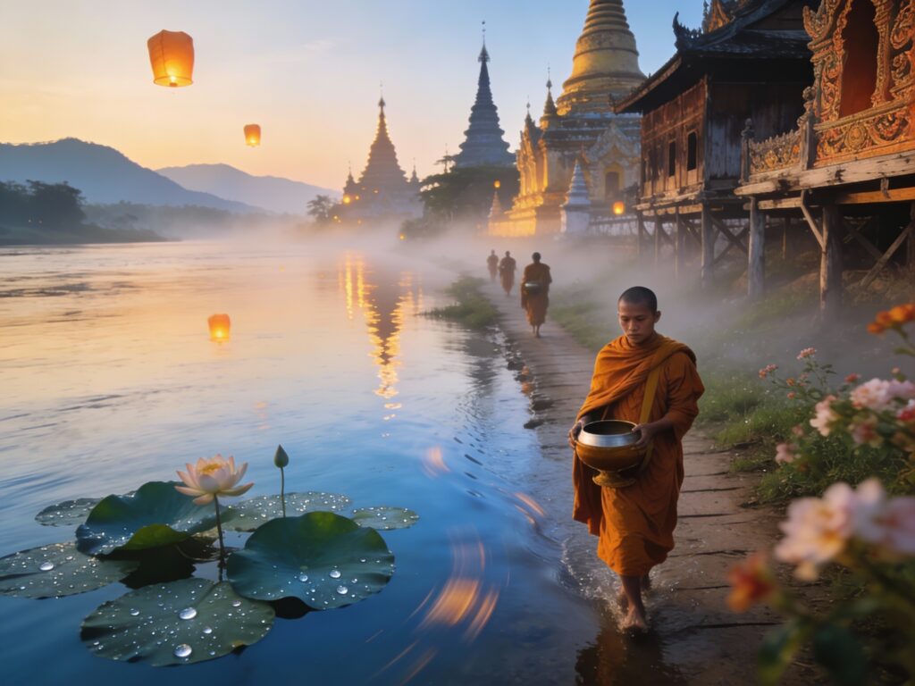 **Mekong Mist and Morning Alms: Monastic Serenity in Nong Khai’s Riverside Temples**