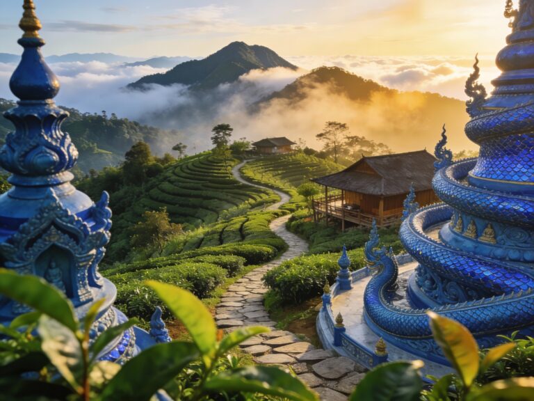 Chiang Rai’s Azure Spirals & Misty Peaks: Temple Artistry & Highland Tea Trails in Mae Salong