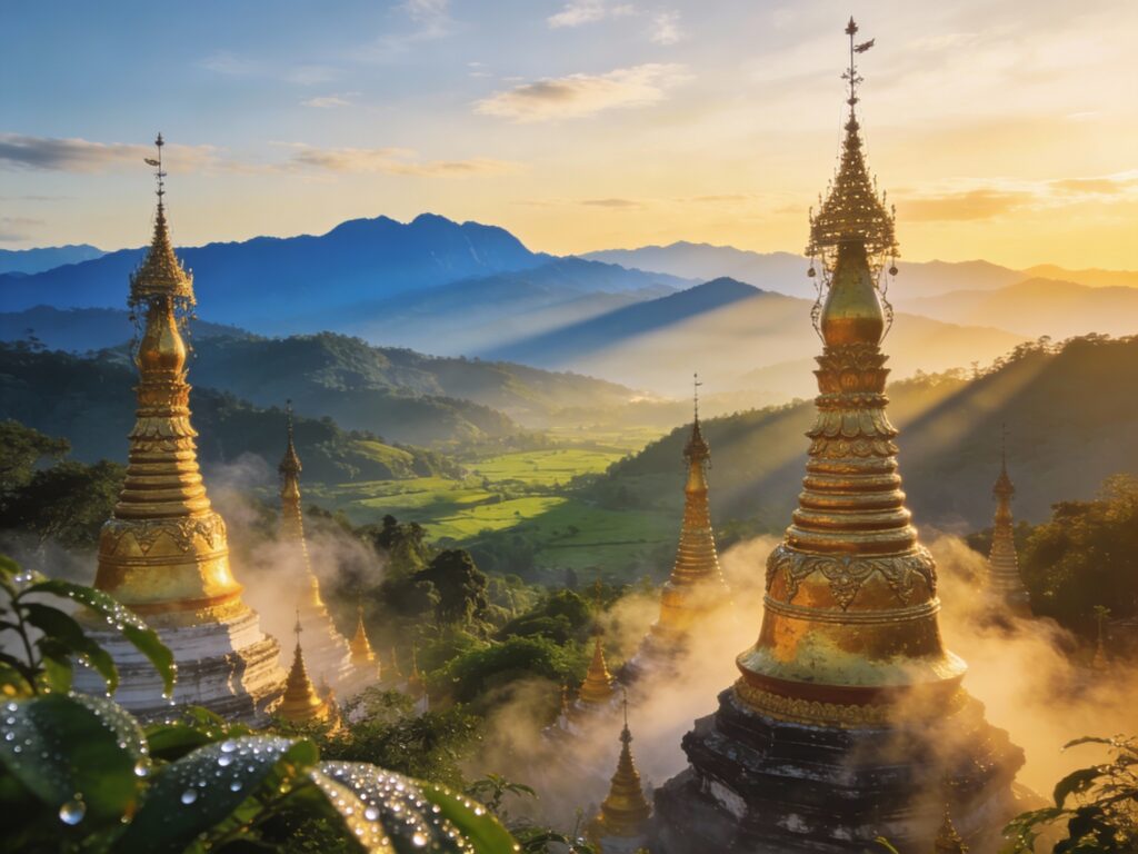 **Mae Hong Son’s Gilded Whispers: Dawn Chants & Burmese-Style Stupas in the Mountain Mist**