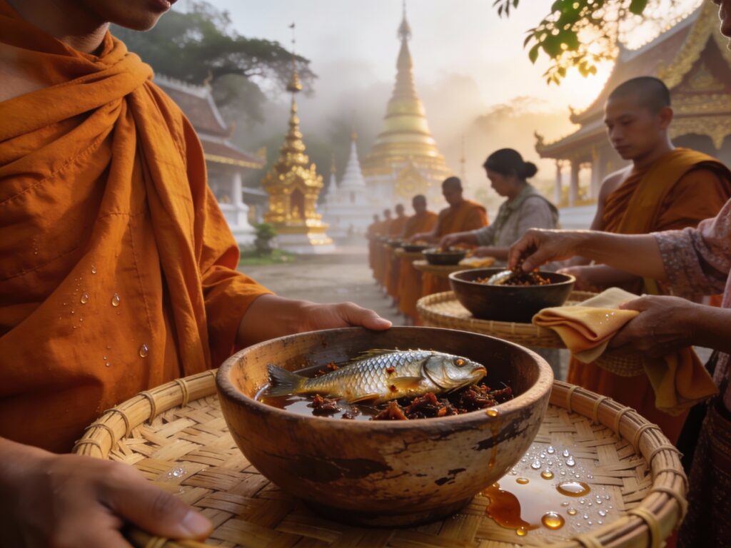 **Nong Khai’s Morning Alms Bowls & Pungent Blessings: Offering Fermented Fish at Provincial Temples**