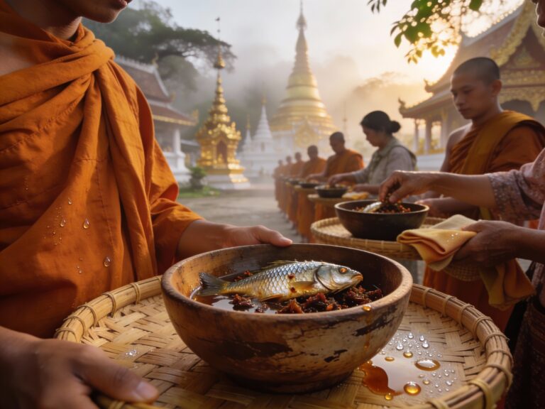 **Nong Khai’s Morning Alms Bowls & Pungent Blessings: Offering Fermented Fish at Provincial Temples**