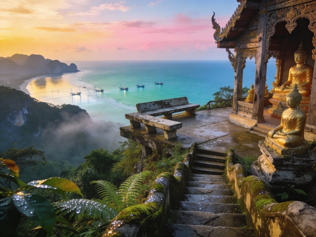 Prachuap Khiri Khan’s Skyline Stairway: Dawn Meditation & Coastal Vistas at Khao Lommuak’s Summit Temple