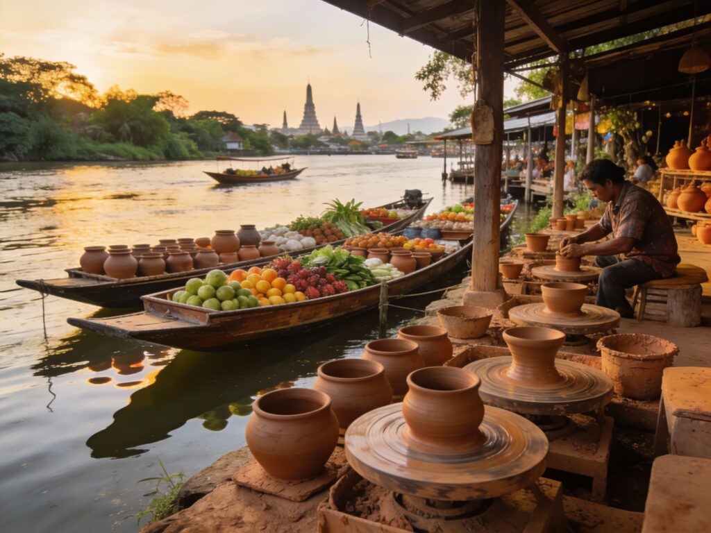 **Nonthaburi’s River Rhythms: Pottery Wheels & Floating Markets of Ko Kret Island**
