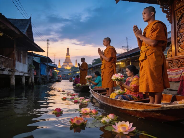 **Samut Songkhram’s Twilight Tides: Monk Blessings & Lotus Offerings on Mae Klong’s Floating Market Canals**