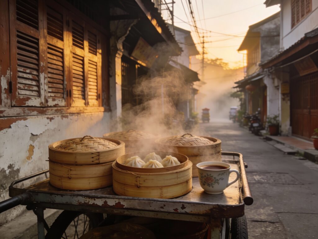 **Trang’s Dim Sum Dawn: Steamed Baskets & Sweet Coffee in the Old Town’s Teochew Alleyways**