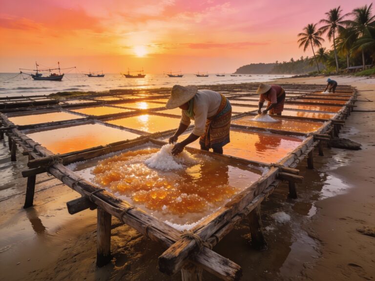 Rayong’s Amber Alchemy: Crafting Sunrise Sea Salt on Ban Kon Ao’s Age-Old Pans