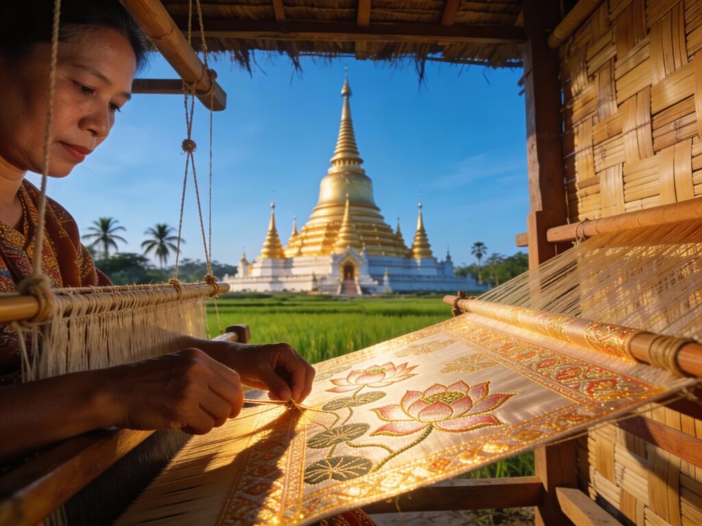 **Topic Title:**  
Roi Et’s Lotus Loom: Crafting Sacred Silk Under the Shadow of Phra Maha Chedi Chai Mongkol