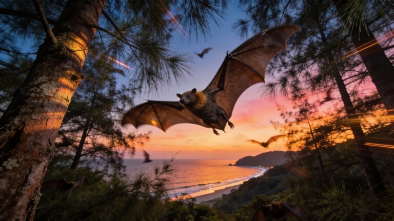 **Prachuap Khiri Khan’s Twilight Guardians: Tracking Wild Flying Foxes Through Ao Manao’s Casuarina Groves at Dusk**