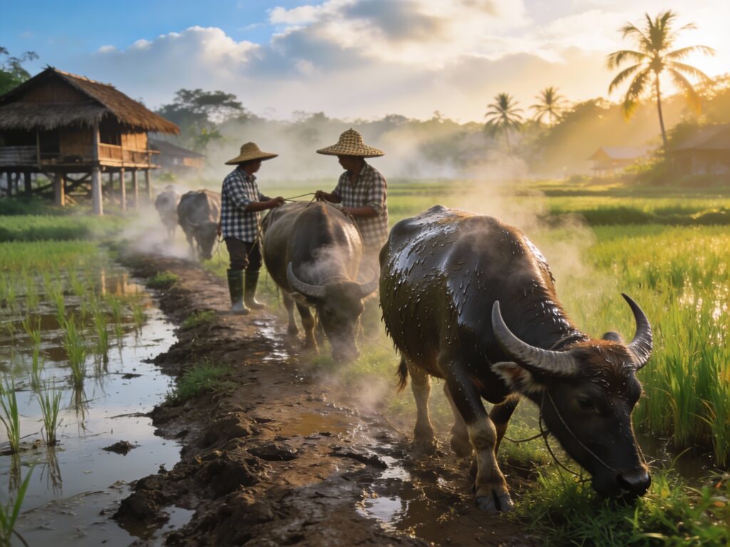 **Chai Nat’s Buffalo Bliss: Morning Rituals Along Paddy Pathways in the Conservation Village**