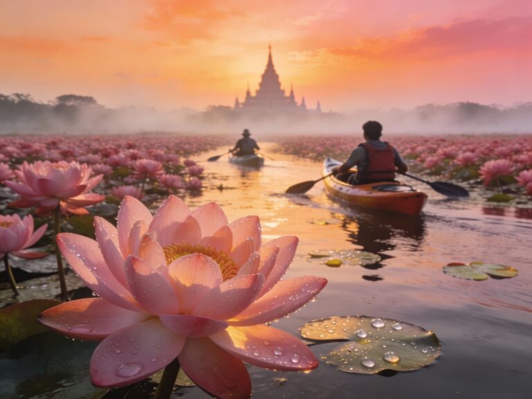 Udon Thani’s Lotus Lagoon: Kayaking Through a Sea of Pink at Sunrise