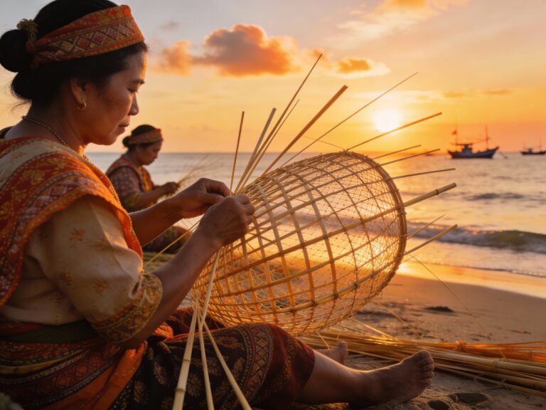 **Phetchaburi’s Salty Stitches: Weaving Bamboo Fish Traps at Cha-am’s Sunrise Shoreline**