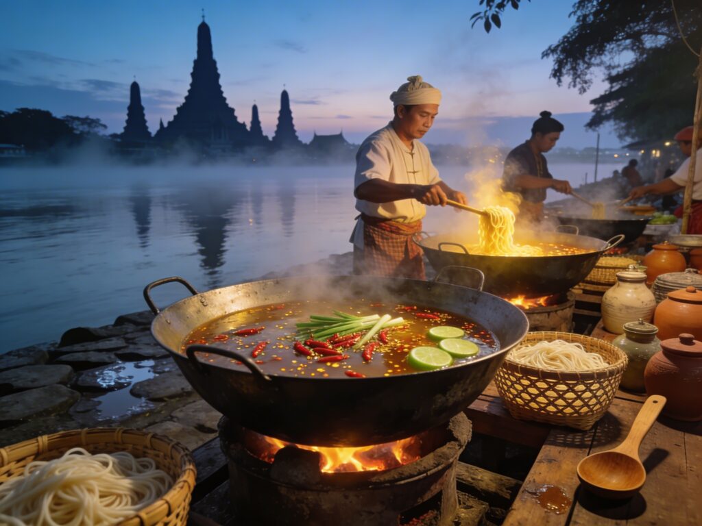 Ayutthaya’s Dawn Broth: Stirring Secret Family Recipes with Riverbank Noodle Masters Over Predawn Cauldrons