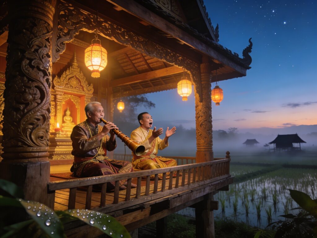 **Topic Title:**  
Roi Et’s Predawn Chant: Echoing Ancient Verses with Mor Lam Masters at the Stilted Sanctuary Glow