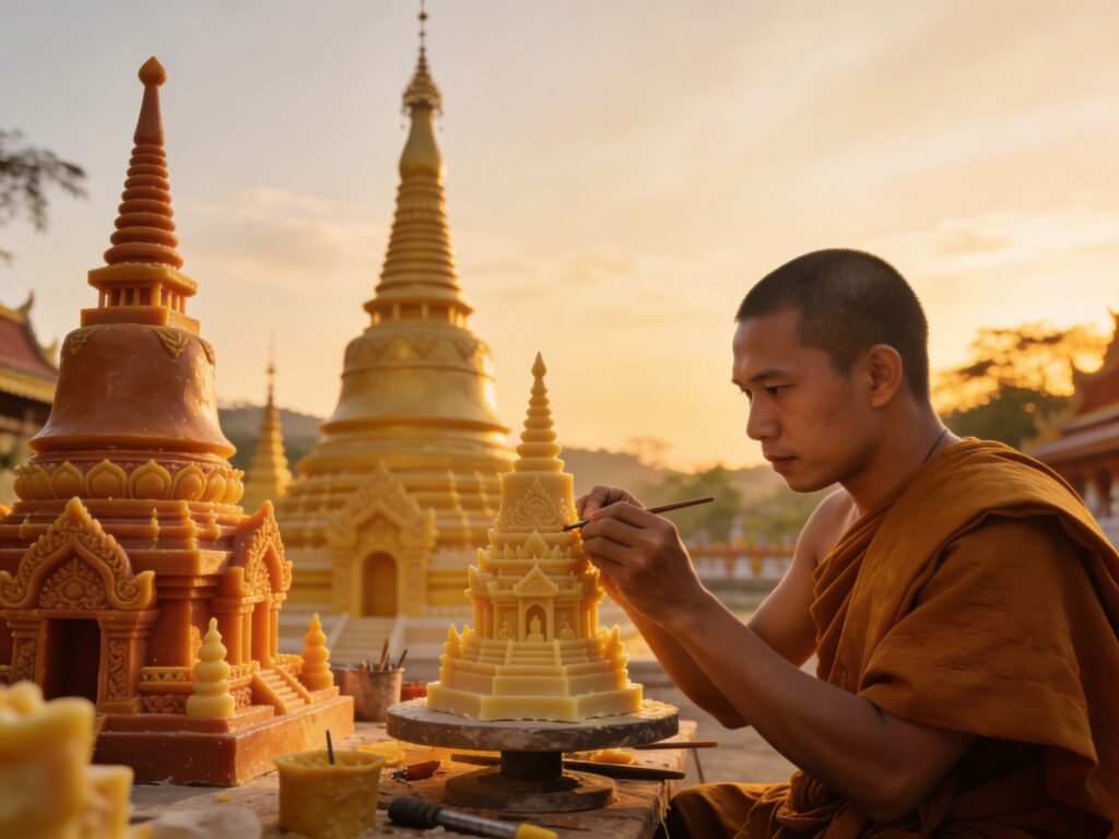 Sakon Nakhon’s Wax Citadel: Sculpting Devotion with Stupa Artisans at the Stupa Dawn Glow