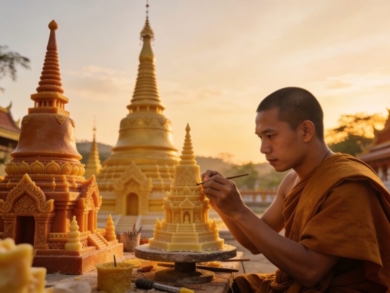 Sakon Nakhon’s Wax Citadel: Sculpting Devotion with Stupa Artisans at the Stupa Dawn Glow