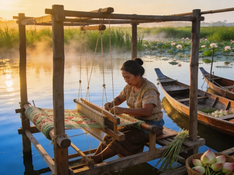 Phatthalung’s Lotus Loom: Weaving Aquatic Textiles with Lagoon Artisans in the Wetland Dawn Glow