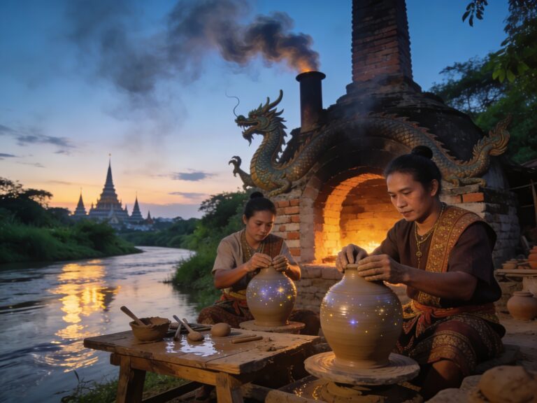 **Topic Title:**  
Ratchaburi’s Dragon Kiln: Sculpting Celestial Jars with Riverside Potters in the Twilight Smoke Whorls