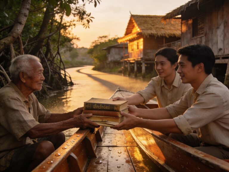 **Topic Title:**  
Uthai Thani’s Floating Pages: Exchanging River Wisdom with Canal Librarians in the Dusty Gold Waterway Dusk