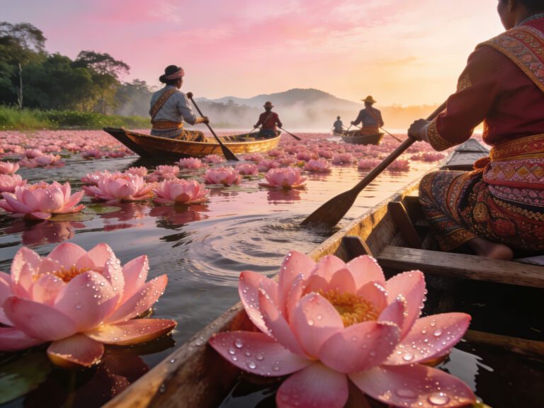Udon Thani’s Lotus Blush: Paddling Floral Fantasies with Lakeside Guides in the Pink Waters Dawn