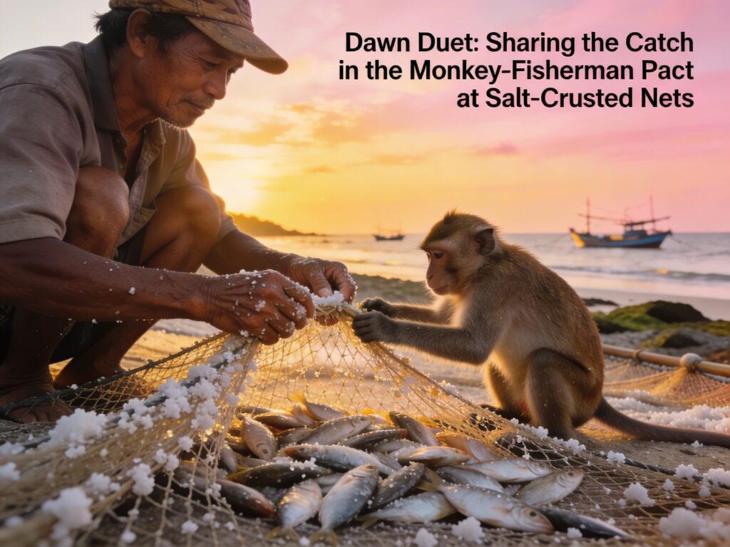 Prachuap Khiri Khan’s Dawn Duet: Sharing the Catch in the Monkey-Fisherman Pact at Salt-Crusted Nets