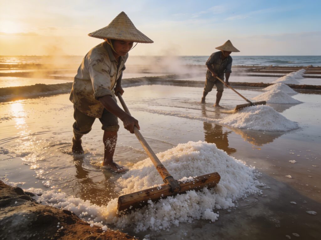 Samut Sakhon’s Salt Symphony: Harvesting Sea Crystals with Salt Artisans in the First Light