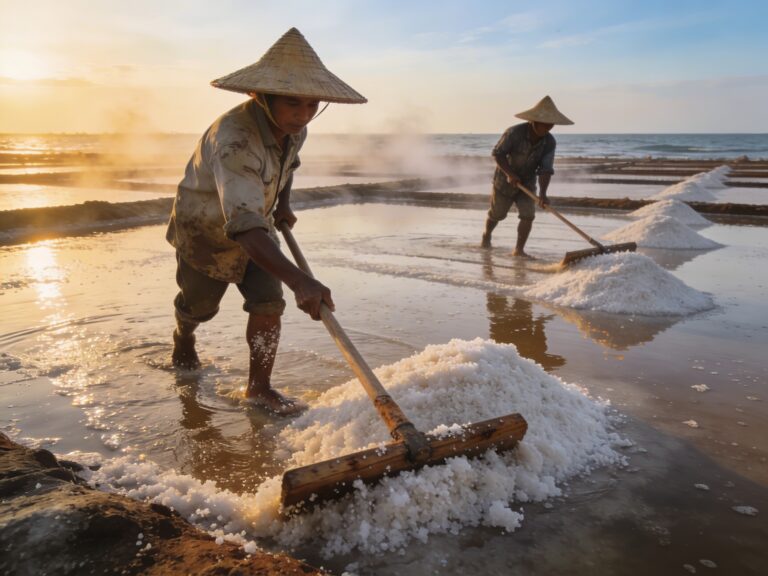 Samut Sakhon’s Salt Symphony: Harvesting Sea Crystals with Salt Artisans in the First Light