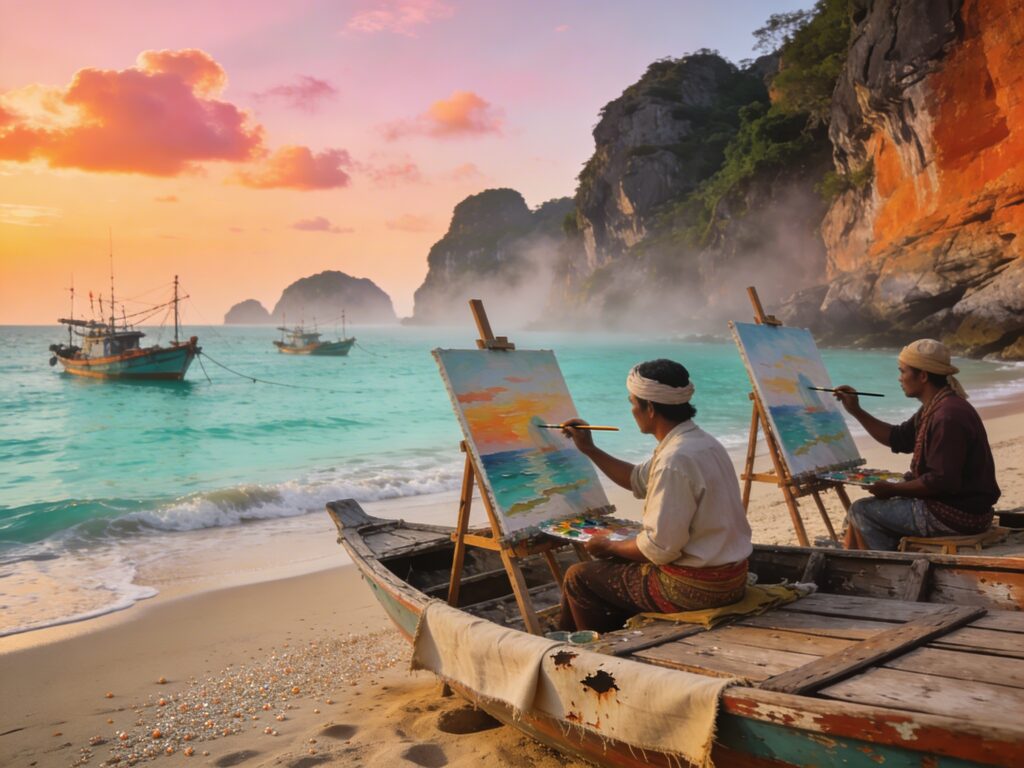 Prachuap Khiri Khan’s Coastal Canvases: Painting Seascapes with Fisherfolk Artists at Sunrise