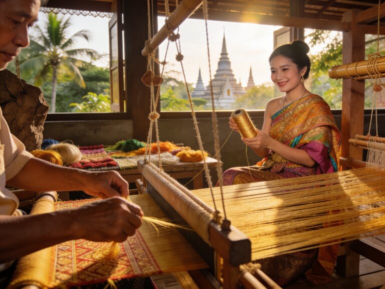 **Surin’s Silk Secrets: Unraveling Ancient Patterns with Master Weavers in the Golden Hour Glow**