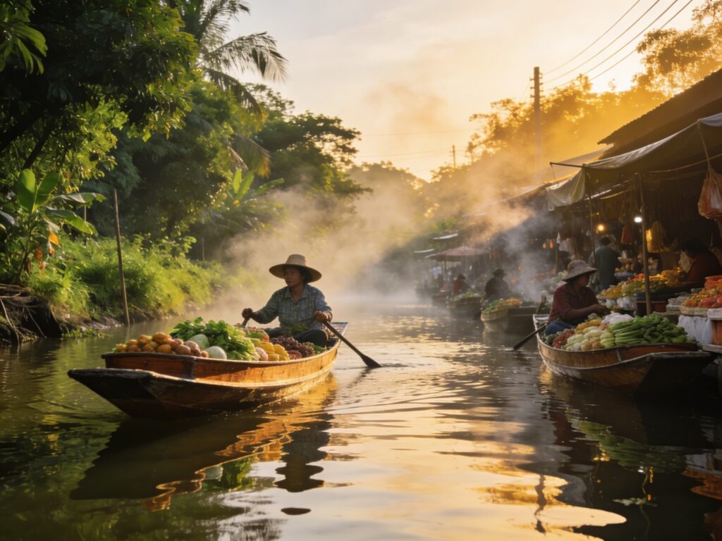 Samut Songkhram’s Aquatic Alchemy: Navigating Hidden Canals as Market Boats Emerge in the First Light