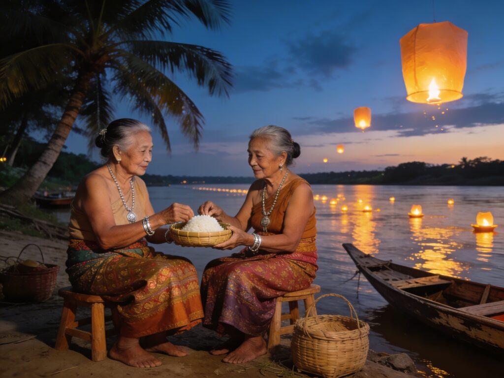 Nakhon Phanom’s Mekong Twilight: Sharing Sticky Rice with Riverside Grannies as Laotian Lanterns Illuminate the Evening