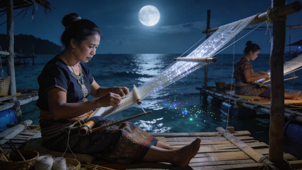 **Satun’s Starlit Sea Silk: Weaving with Urak Lawoi Artisans on Floating Platforms Under the Andaman Moon**