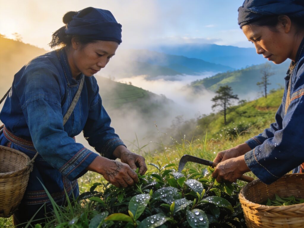 **Mae Hong Son’s Morning Mist Medley: Harvesting Wild Tea Leaves with Lisu Foragers in the Highland Haze**