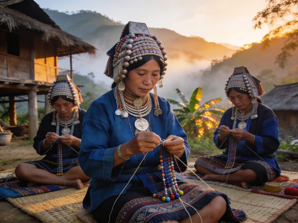 **Chiang Rai’s Daybreak Threads: Stitching Akha Headdresses with Tribal Artisans in a Highland Hamlet’s First Light**