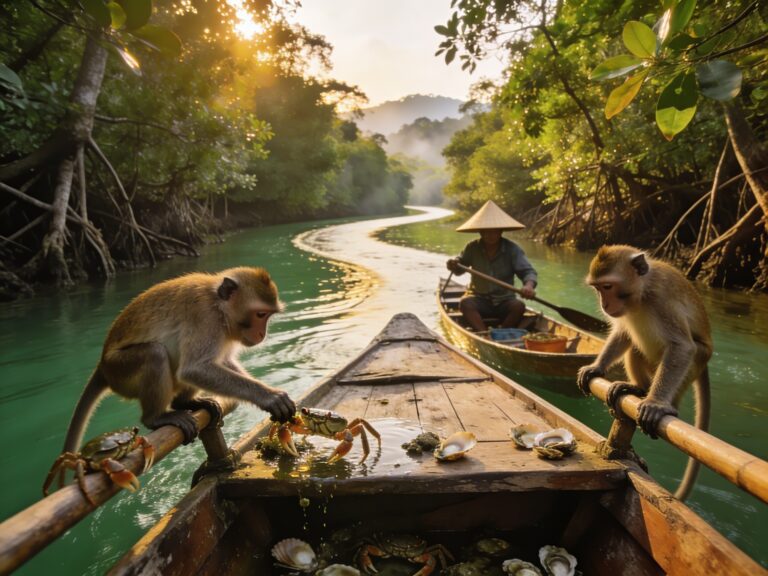 Krabi’s Hidden Mangrove Veins: Traversing Secret Waterways with Monkey-Assisted Crabbers in the Emerald Canals