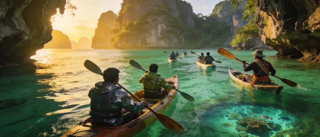 **Satun’s Hidden Karsts: Dawn Kayaking with Sea Gypsy Guides Through Emerald Sea Caves & Hidden Lagoons**